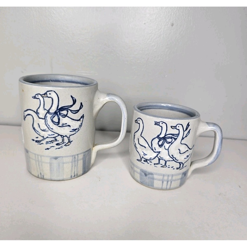 Louisville Pottery Stoneware Gaggle Of Geese Coffee Cup Small Mug 3" 4" Set of 2